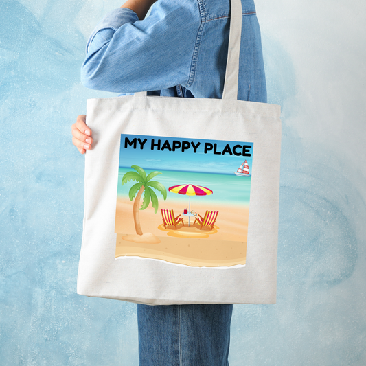 MY HAPPY PLACE-BEACH TOTE